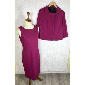 Talbots Women's 2-Piece Dress Suit Jacket Set Pink Fuchsia Size 6 / 8 Petite